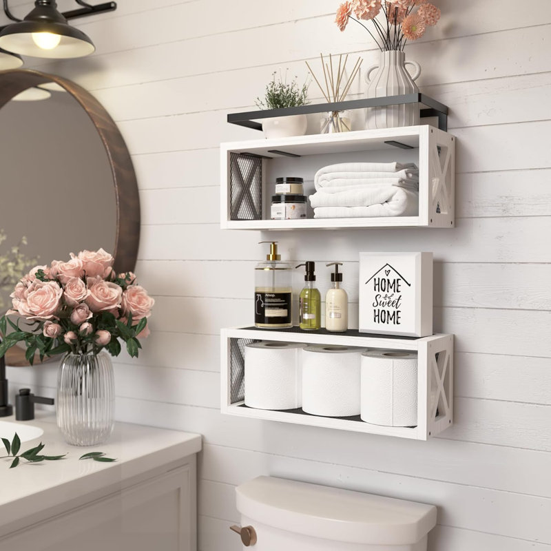 Solid Wood Floating Shelf, White