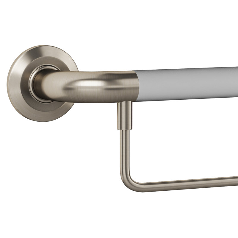 ErgoSafetyBar 24-in Ergonomic Soft Grip 32mm Diameter ADA Compliant 500 lb Weight Capacity, Brushed Nickel