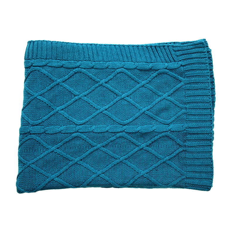 Knitted Throw Blanket, Teal