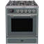 Cuisinière à double combustible 30 pouces avec 5 brûleurs scellés (porte vitrée) ILVE Majestic II Series-48279988-48279993