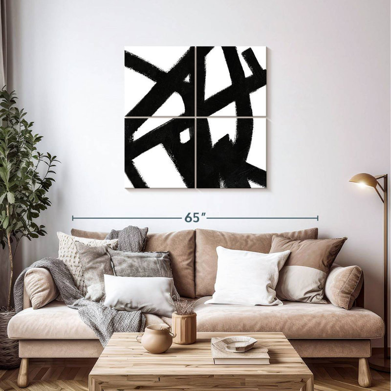 Encre noire stries II, H 38 po x l 38 po