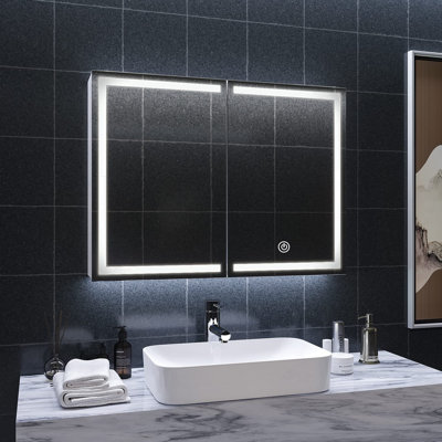 Donnalyn 35.4'' W 23.6'' H Surface Frameless Medicine Cabinet Mirror 3 Fixed