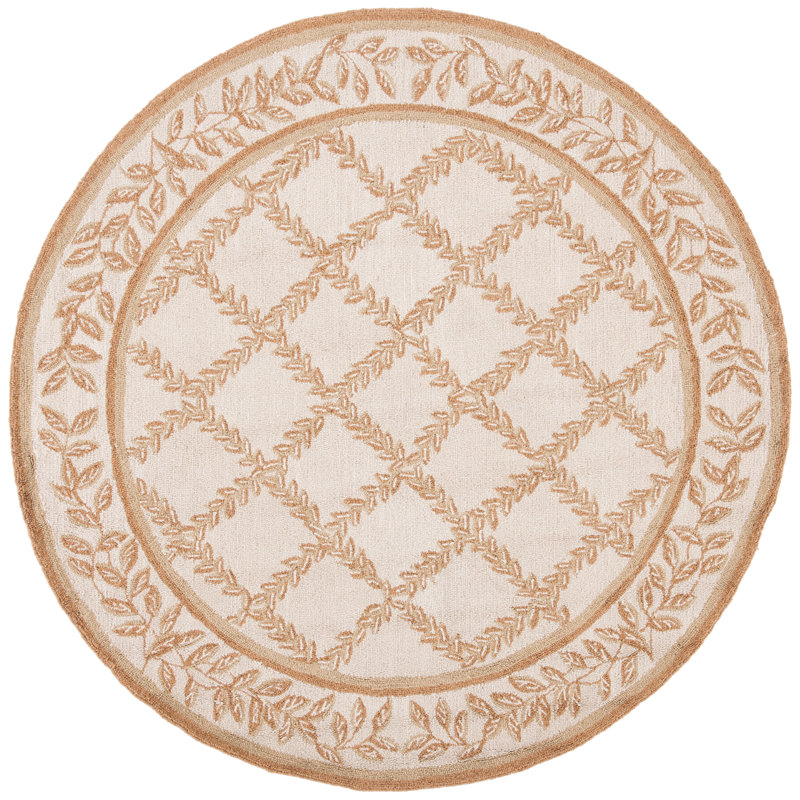 Jonsson Hand Hooked Wool Pile Floral Rug, Round 3'