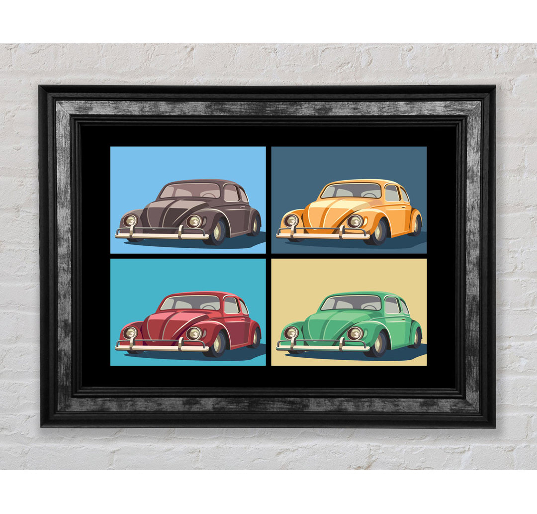 VW Käfer Pop Art Gerahmter Druck