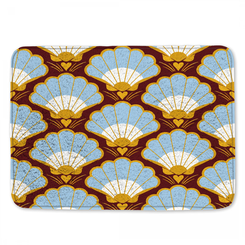 Scallop Shell Pattern Bath Mat, 24in W x 17in L
