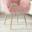 Chaise rose en fausse fourrure avec structure en métal