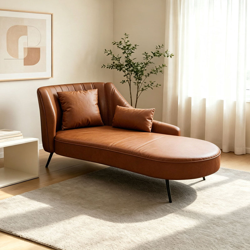 Chaise longue de loisirs en cuir rétro
