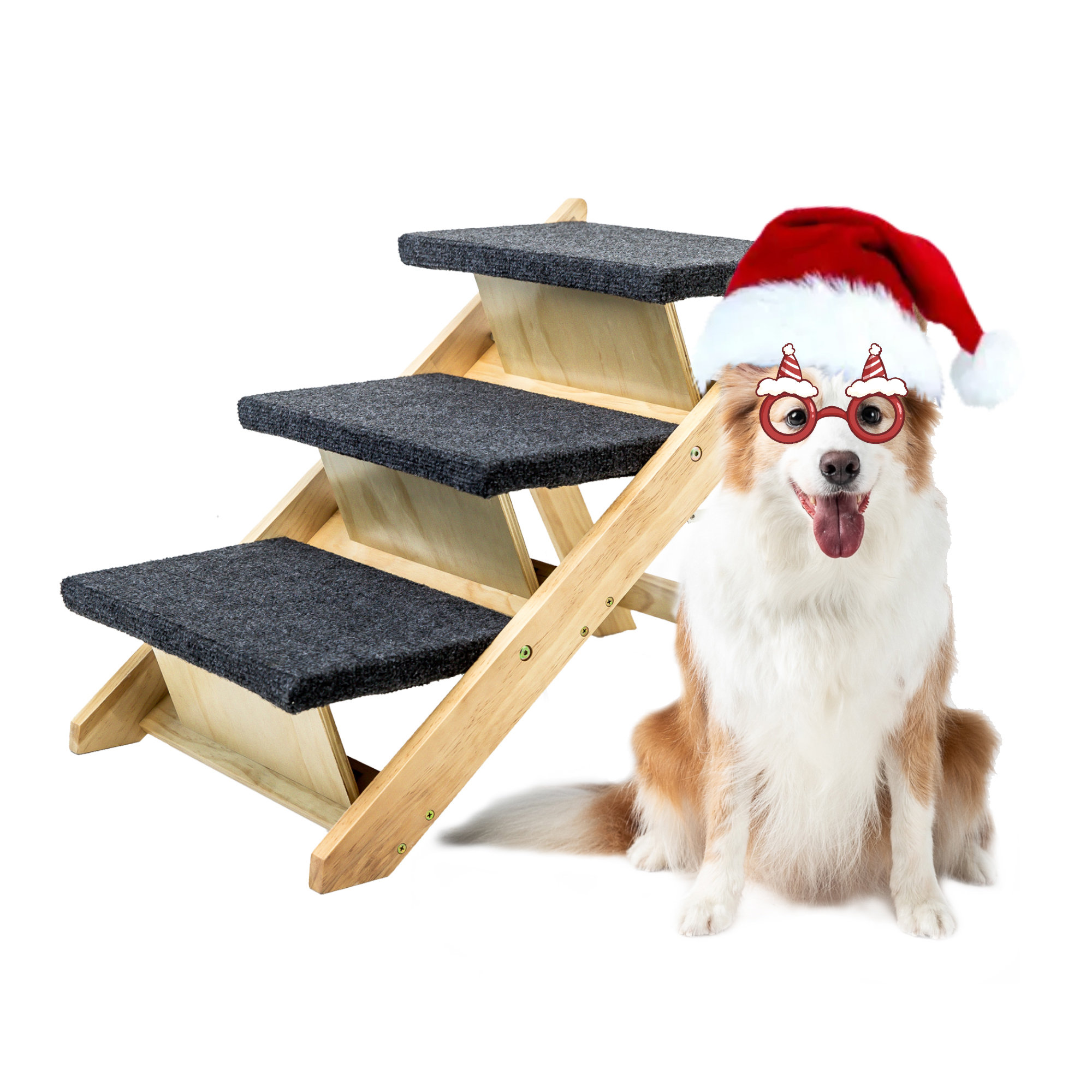 thumbnail image 2 of Large Dog Bed Solid Wooden Pet Ramp Car Dog Ladder,4-Height Adjustable With Non-Slip,Pets Puppy Surface Access Stair,Adjustable Pet Ladder, Accessible Sofa Escalier Pour Chien 2 of 12