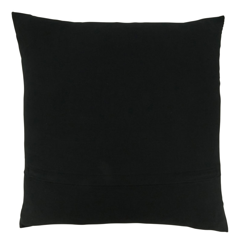 Black Embroidered Mudcloth Square Throw Pillow with Down Filling