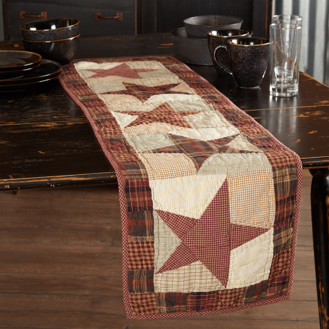 Abilene Star Plaid 100% Cotton Independence Day Table Runner VHC Brands 