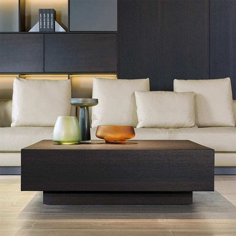 Table basse moderne et simple carrée, H 12,6 po x L 39,4 po x l 39,4 po, Marron foncé