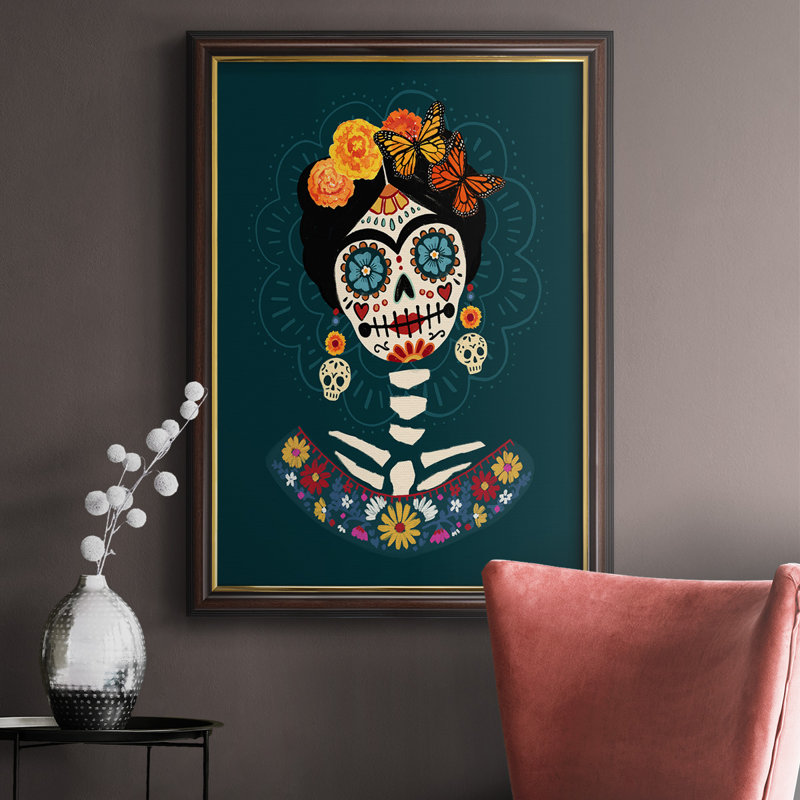 Toile encadrée de qualité supérieure «Bright Day of the Dead II» - prête à être accrochée, H 27 po x l 18 po x P 2,5 po