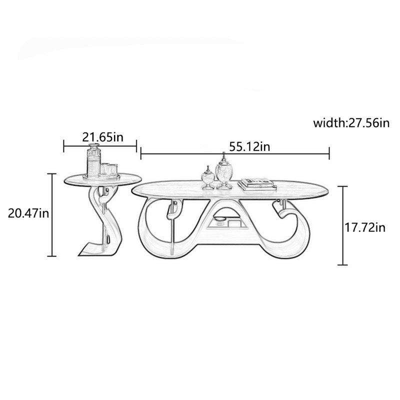 High-end simple solid wood creative coffee table, 20.47" H x 70.87" W x 27.56" D