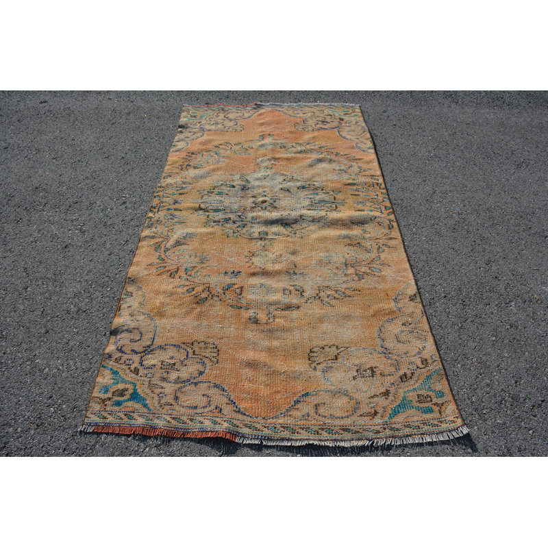 Tapis tendance, tapis oriental, tapis turc, tapis 4 x 7,7 pi, tapis rétro, tapis bleu Home Decor