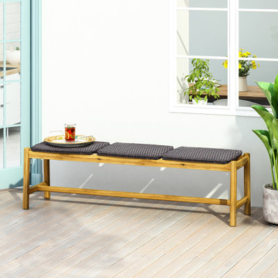 Banc 3 places - Banc d'extérieur en bois de style rustique, 156 cm de long x 40 cm de large x 45 cm de hauteur, poids 11,1 kg - design ombragé
