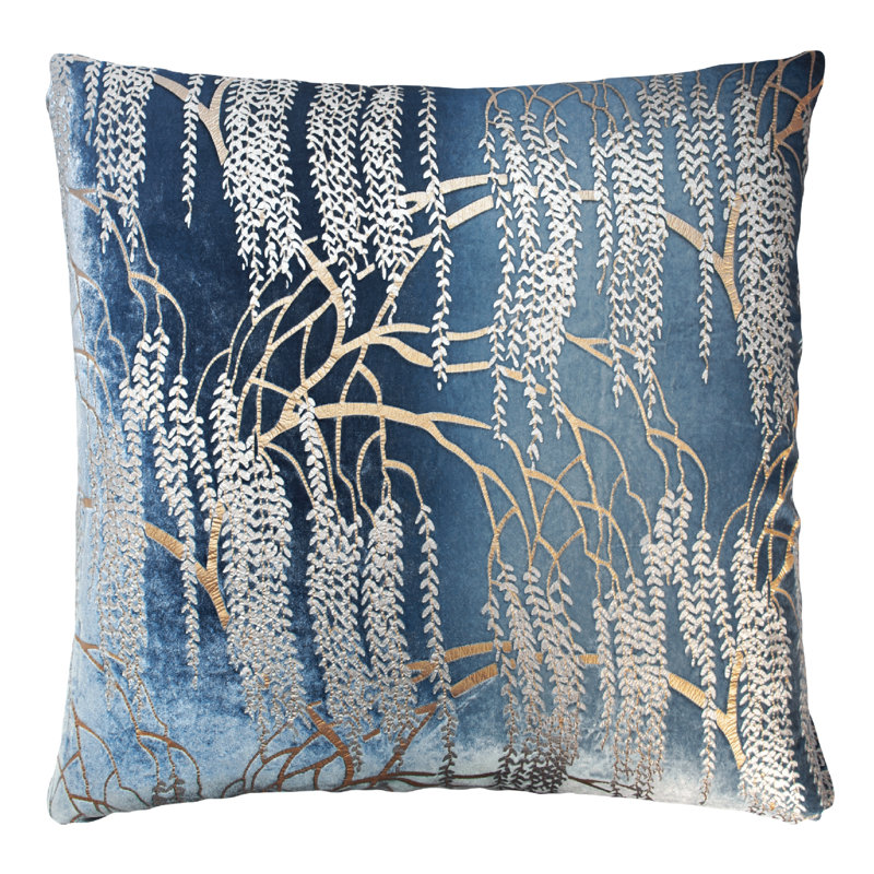 Metallic Square Velvet Pillow Cover & Insert, 20" x 20", Denim