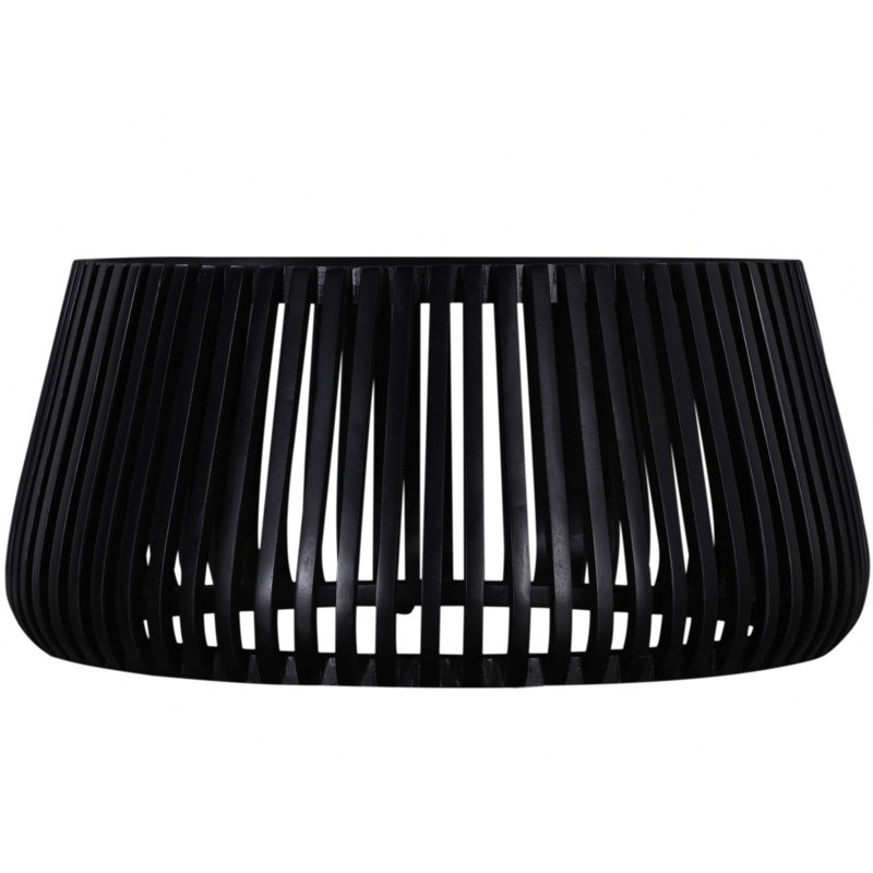 Table basse contemporaine en bois massif de 31 po en forme de tambour, canapé de salon, noir