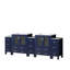 96 po Large, bleu marine, meuble-lavabo double, plateau en céramique blanche, fabrication en bois massif, conception à fermeture en douceur, armoires, tiroirs, rangement abondant, comptoir de salle de bain Scratch, pré-percé,-497383758
