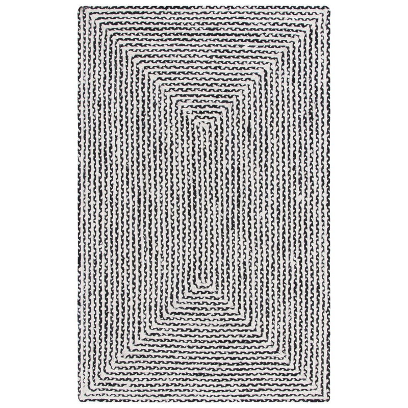 Tapis tressé 260 en noir / ivoire, Rectangle 5 pi x 8 pi