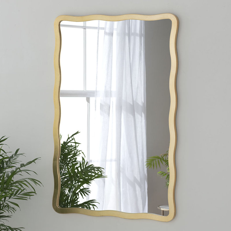 Brexten Mirror, Scalloped/Wavy/Rectangle, Gold, 120cm H x 80cm W