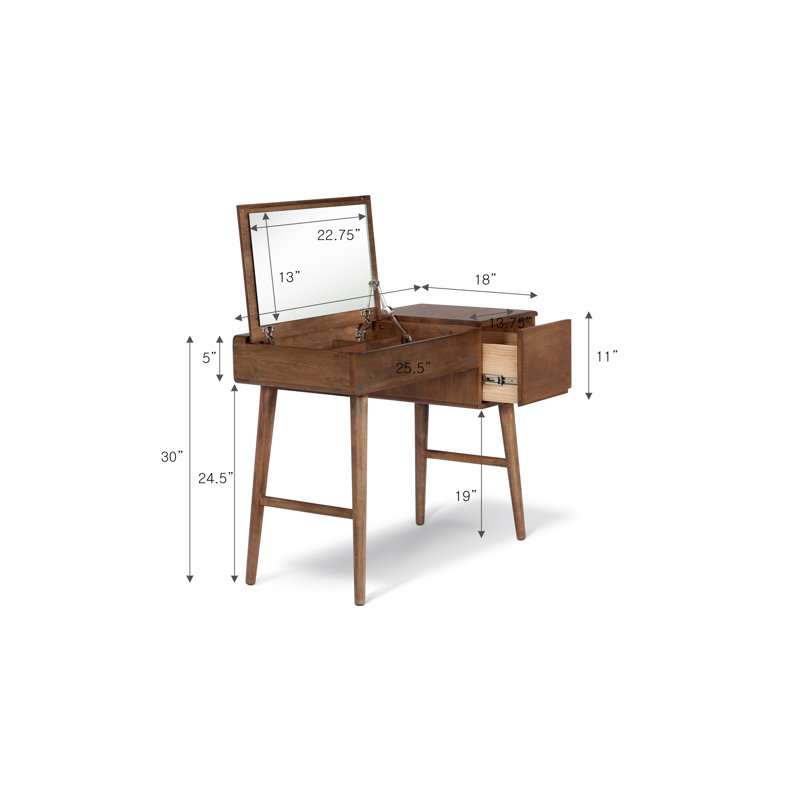 Cashawn  Vanity with Mirror, Brown