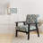 Tranquil Patterns - Velvet Upholstered Farmhouse Arm Chair, Blue Accent Chair