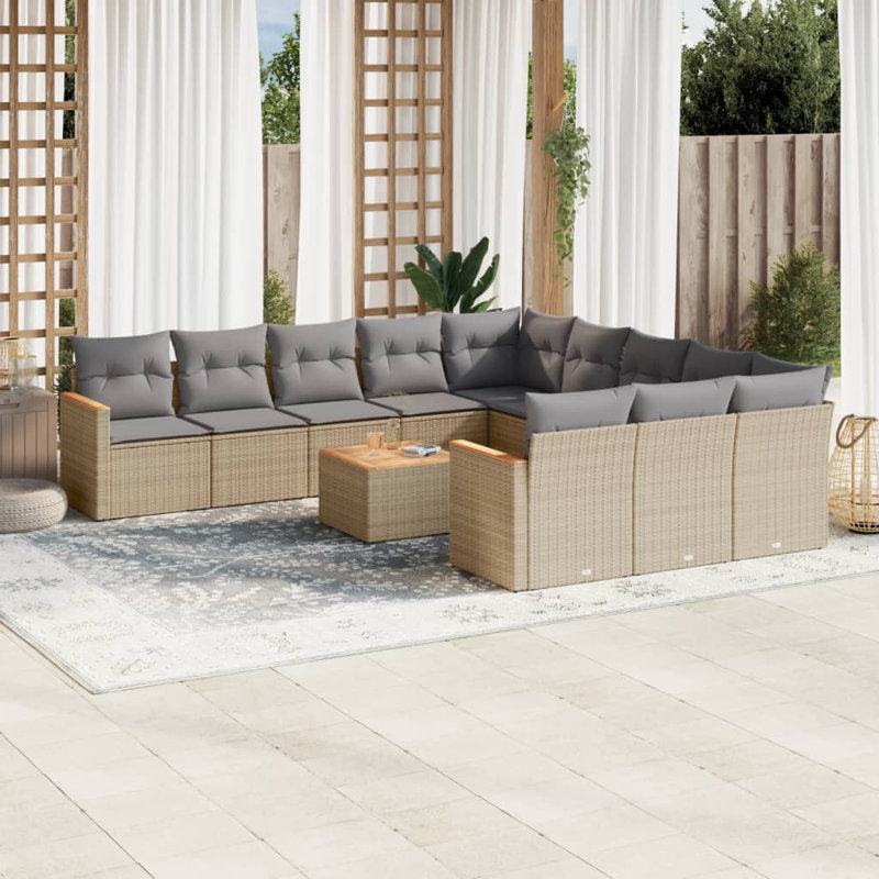  Garden Sofa Set Beige, Light Grey