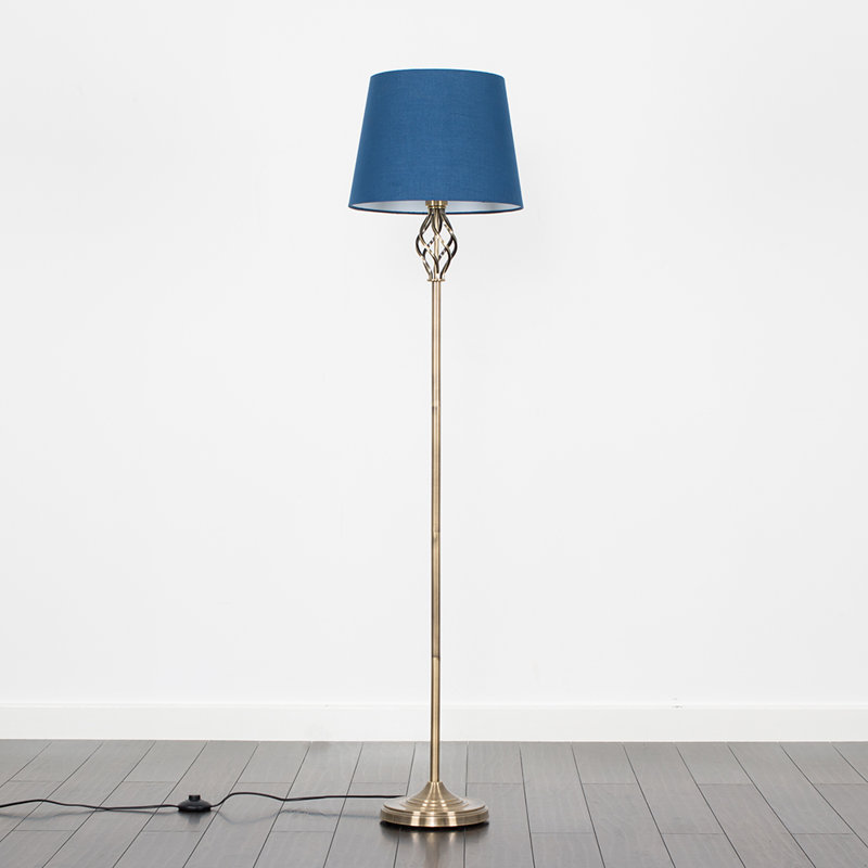 Tegan 151cm Traditional Floor Lamp, Included, Blue, Brass