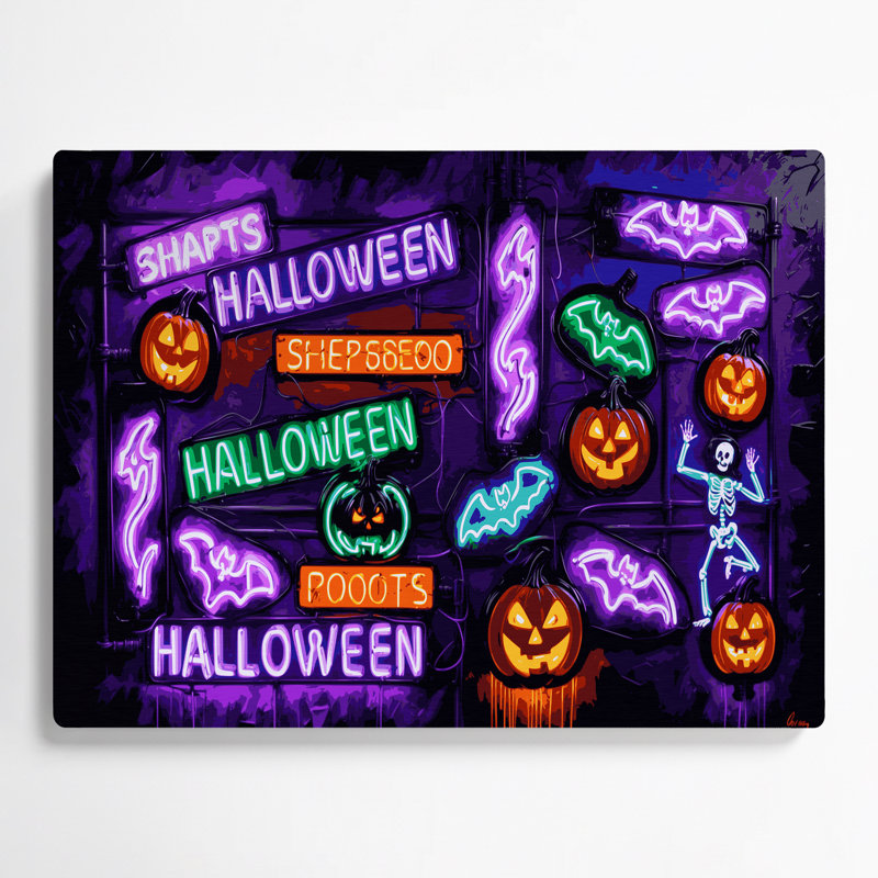 Halloween, enseignes d'Halloween néon, art mural en métal mauve, H 11 po x l 14 po