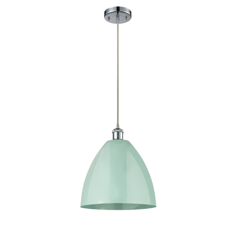 Luminaire suspendu conique 1 lumière, H 14,75 po x l 12 po x P 12 po, Vert clair, Chrome poli