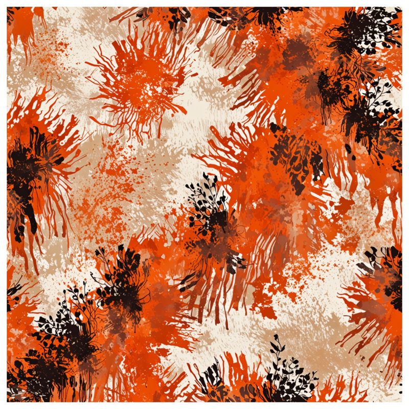 Édredon orange, beige et floral, Simple extra long