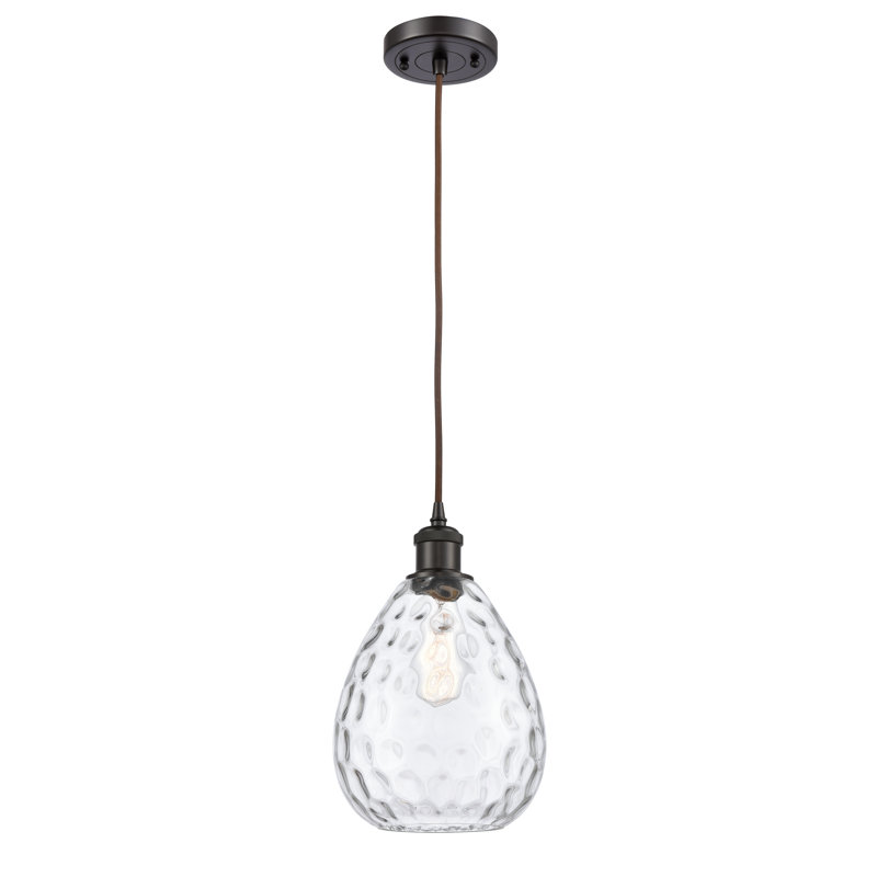 Luminaire suspendu en forme de larme à 1 lumière Jaron, Bronze huilé, Ampoule DEL rétro de 3,5 watts
