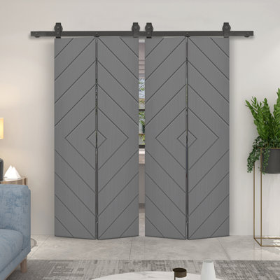 Modern Bi-Fold Double Barn Door with Sliding Hardware Kit