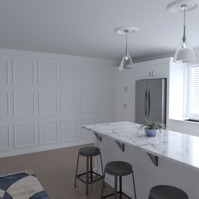 Adjustable White Polyurethane Full Wall Wainscot Paneling Kit