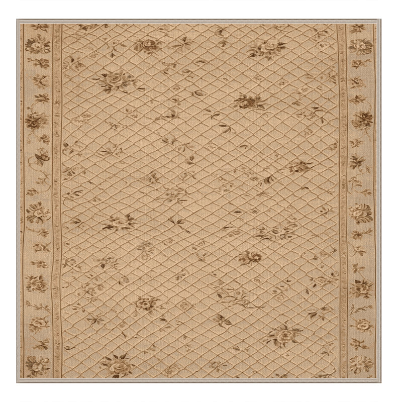 Tapis brun français lavable à la machine, Carré 6 pi