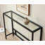 Petite console moderne pour entrée, verre trempé avec cadre en métal, canapé pour salon, couloir, bureau, noir