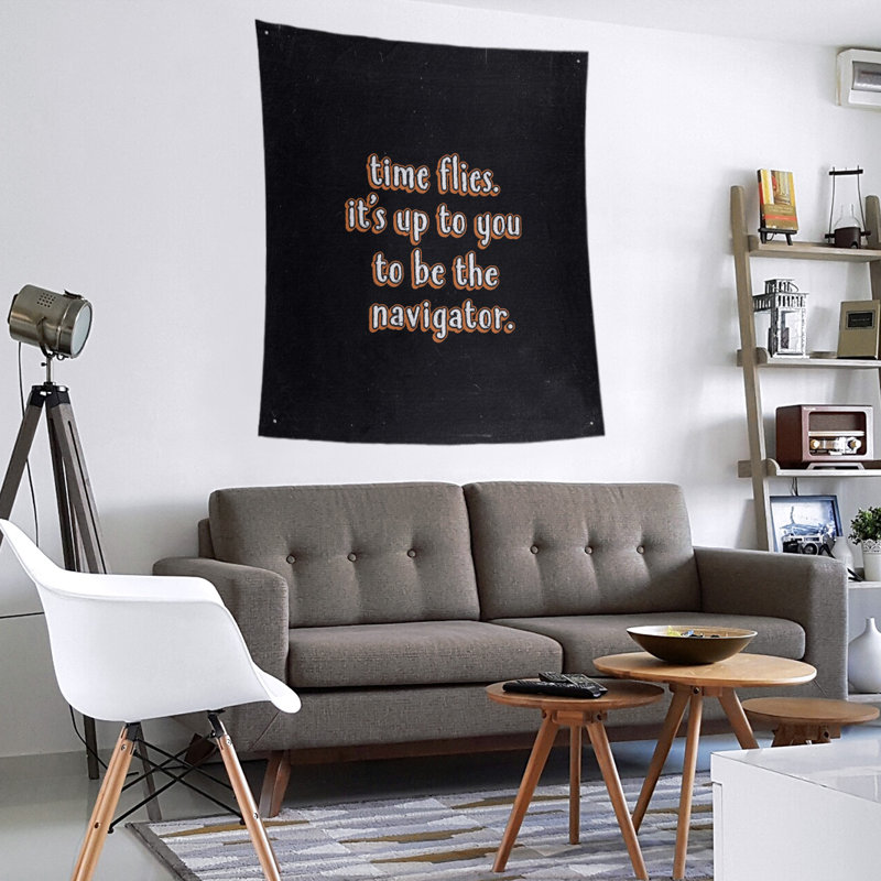 Tapisserie tableau noir en polyester time quote, H 80 po x l 68 po, Orange