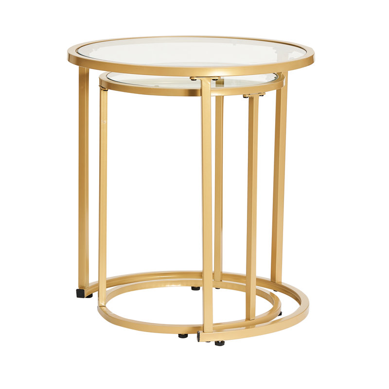Glass Top Nesting Tables, Gold