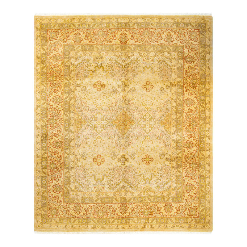 Tapis sable noué à la main de conception unique 8 pi 2 po x 9 pi 10 po Keenan