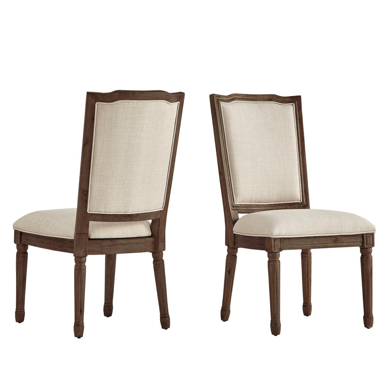 Chaise d'appoint rembourrée ornée Hildemar, Beige, Brun