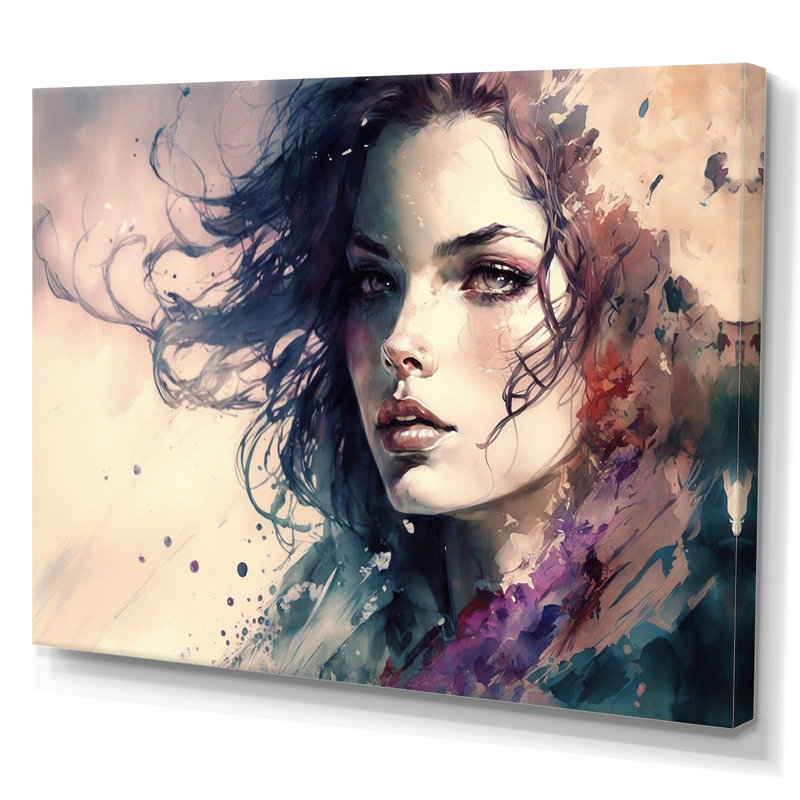 «Sensual Woman Impression Watercolor III», reproduction sur toile, H 30 po x l 40 po x P 1,5 po, Toile tendue