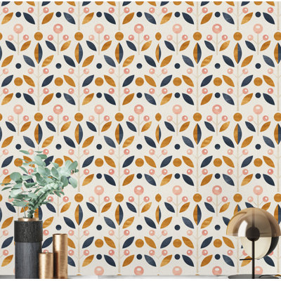 Geometric Flowers Peel And Stick Wallpaper