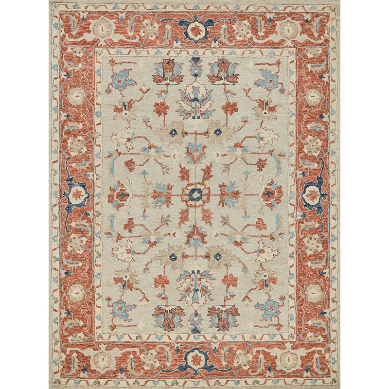 Exquisite Rugs Richmond Serapi Handmade Hand-Tufted New Zealand Wool On Canvas Beige/Rust Area Rug, Rectangle 5' x 8'