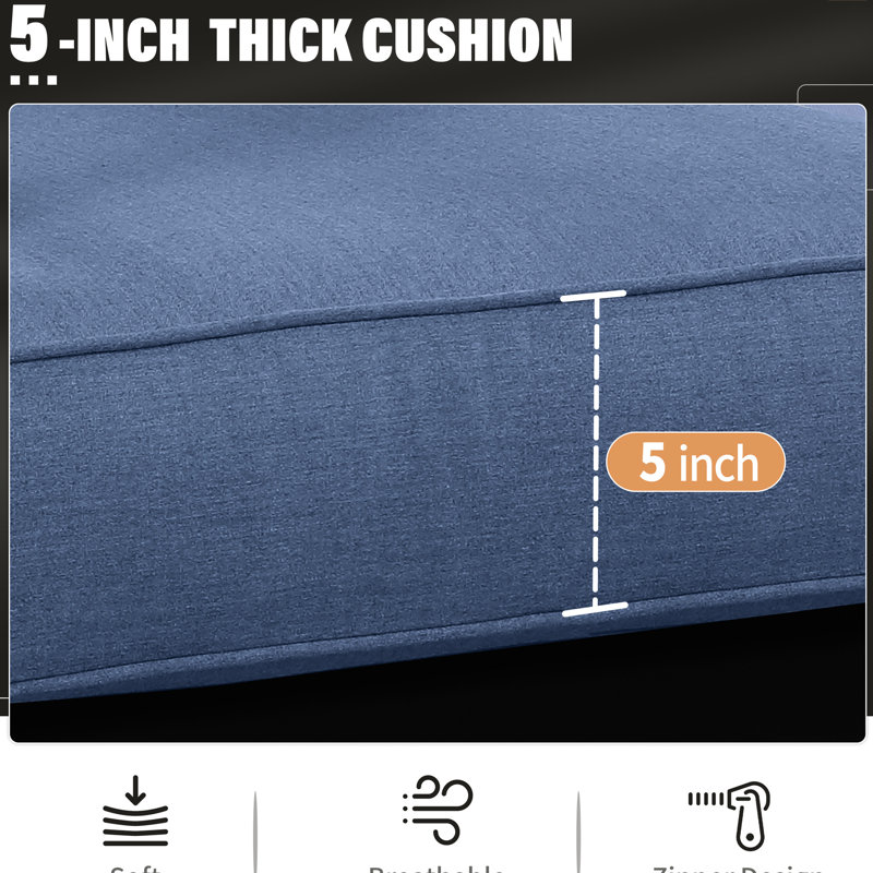 Patio bleu avec coussin épais de 5 po et structure extérieure en aluminium robuste - aluminium