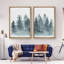 "Woodland Forest", paysage, aquarelle, vert forêt, arbres, art moderne sur toile encadrée 2 pièces-92285180-92285181