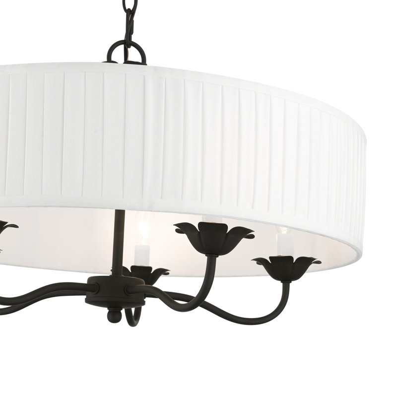 Lustre tambour 5 lumières à abat-jour Lamotte, Noir