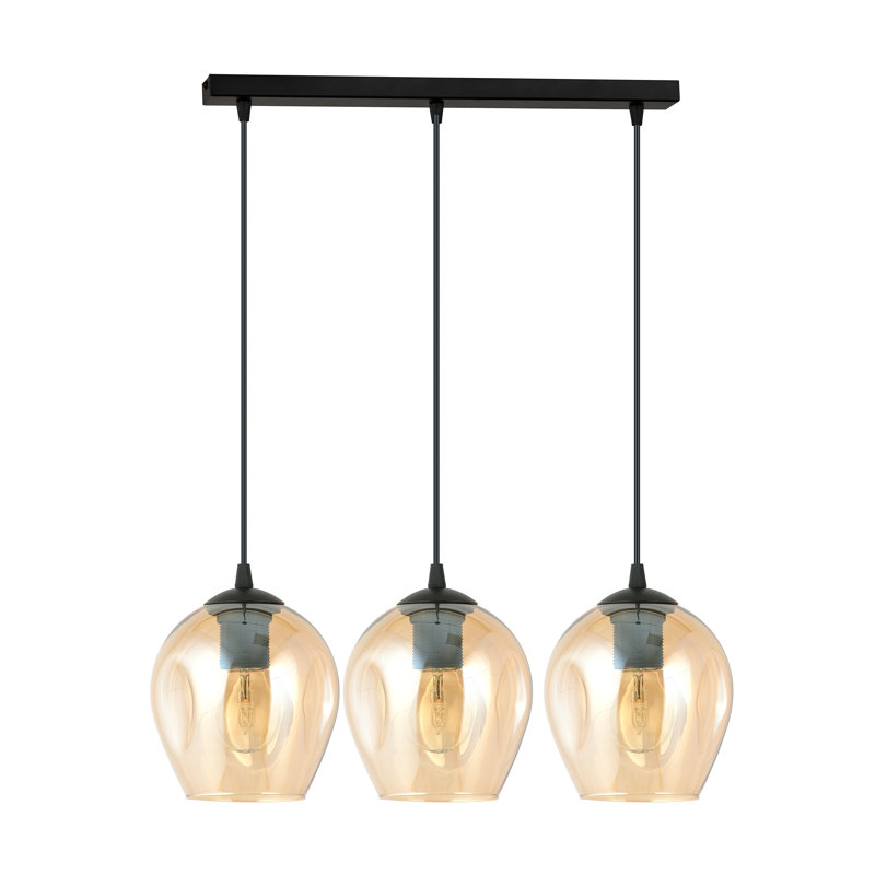 Cadi-Grace 3 - Light Black Kitchen Island Pendant, Amber