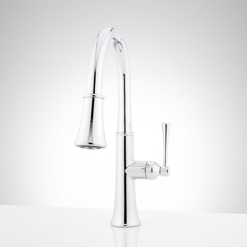 Perdita Pull Down Single Handle Kitchen Faucet with Side Spray, Chrome