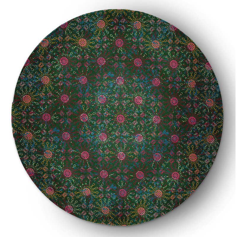 Chenille Floral Indoor Rug, Round 5'