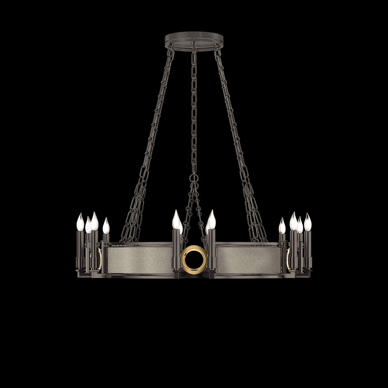 Mirage 12 - Light Chandelier, Coco/Brass/Midnight Steel